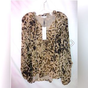 Calvin Klein Jaguar Print Blouse Size Large NWT 
Large
Jaguar print, or animal